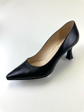 Lodi Black Leather Pointed Toe Pumps Heels Size 41 Made in Spain 3 Inch European